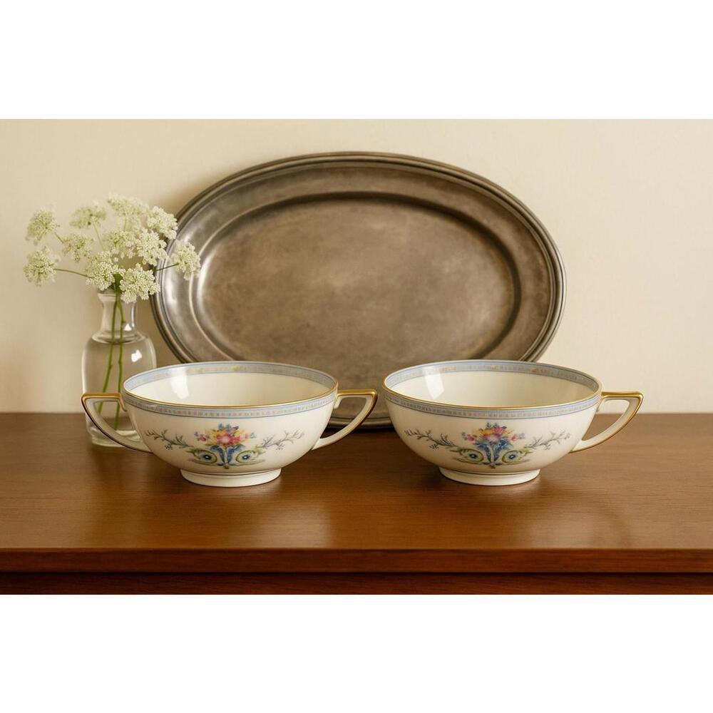 Moritz Zdekauer MZ Czechoslovakia 1920s 2 “Union”Double Handled Bouillon Bowls